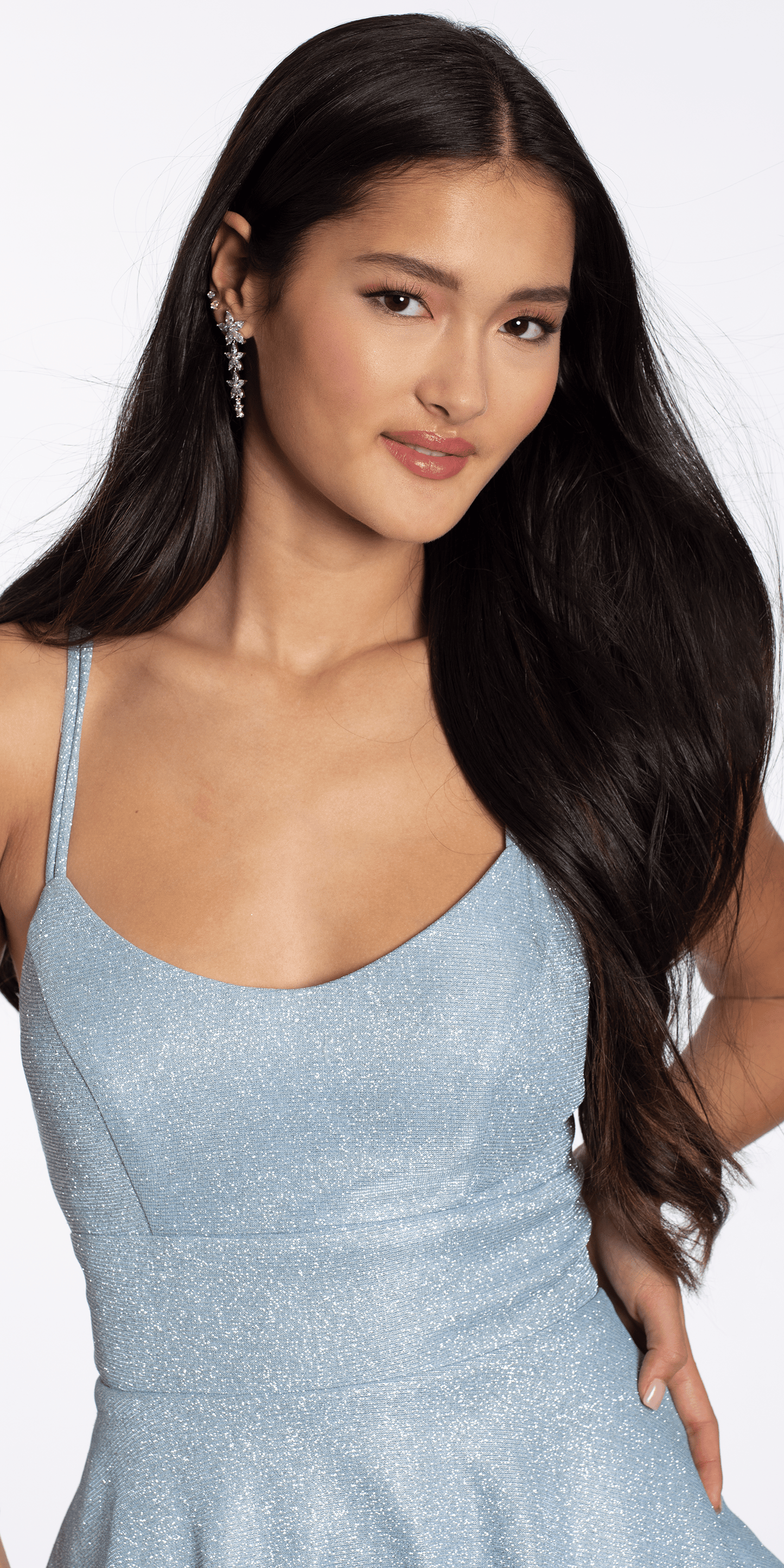 Double X Back Shimmer Two Tier Fit and Flare Dress - Camille La Vie
