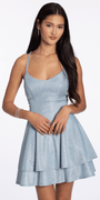 Double X Back Shimmer Two Tier Fit and Flare Dress - Camille La Vie