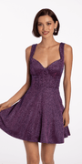 Iridescent Glitter Tank Corset Skater Dress with Pockets - Camille La Vie