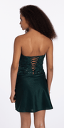 hunter-green/size/S/missy/Camille La Vie/Strapless Embroidered Shimmer Bodycon Dress with Ruching/back