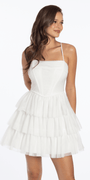 Strappy Back Mesh Tiered Corset Fit and Flare Dress - Camille La Vie