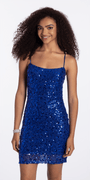 blue/size/s/missy/Camille La Vie/ Sequin Mesh Strappy Scoop Back Bodycon Dress/front