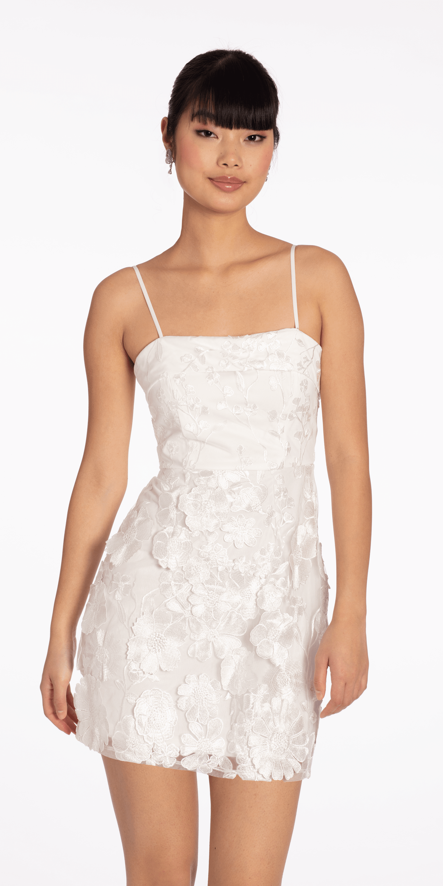 3 D Floral Tulle Embroidered Foldover Sheath Dress - Camille La Vie