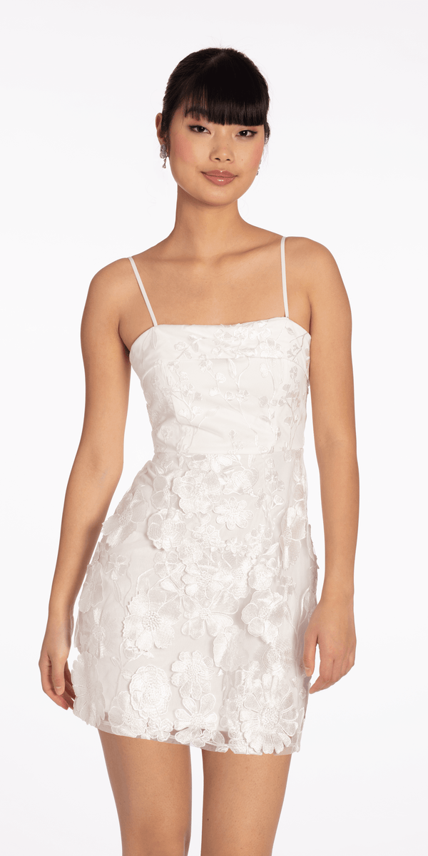 3 D Floral Tulle Embroidered Foldover Sheath Dress - Camille La Vie