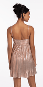 Shimmer Foil Pinstripe Twisted Sweetheart Babydoll Dress - Camille La Vie