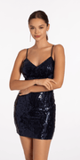 V Neck Sequin Mesh Bodycon Dress - Camille La Vie