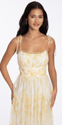 Mesh Scoop Neck Ruffle Tiered Maxi Dress with Shoulder Ties - Camille La Vie