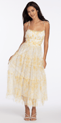 Mesh Scoop Neck Ruffle Tiered Maxi Dress with Shoulder Ties - Camille La Vie