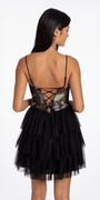 Camille La Vie Embellished Mesh Sweetheart Corset Tiered Fit and Flare Dress