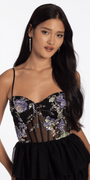 black/size/s/missy/Camille La Vie/ Embellished Mesh Sweetheart Corset Tiered Fit and Flare Dress/crop