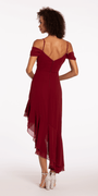Chiffon Off the Shoulder Drape High Low Dress with Ruffle Hem - Camille La Vie