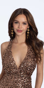 Sequin Halter Tie Back Column Dress - Camille La Vie