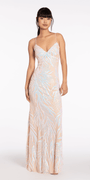 Sequin Lace Up Back Column Dress - Camille La Vie