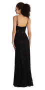 Glitter Lace Scallop V Neck Corset Column Dress - Camille La Vie