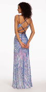 Sequin Leaf Pattern Lace Up Back Dress - Camille La Vie
