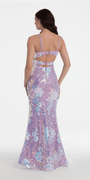 lavendar/size/4/missy/Camille La Vie/Double Clasp Back Floral Sequin Mermaid Dress/back