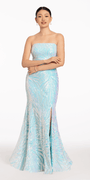 Swirl Pattern Sequin Strapless Mermaid Dress - Camille La Vie