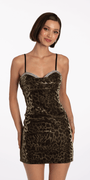 Cheetah Print Foil Sweetheart Bodycon Dress with Stone Detail - Camille La Vie