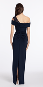 Lace One Shoulder Foldover Scuba Column Dress with Back Slit - Camille La Vie