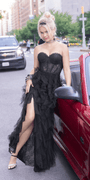 Sweetheart Illusion Corset Trumpet Dress with Mesh Cascades - Camille La Vie