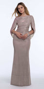 Metallic Drape Back Ruched Front Dress - Camille La Vie