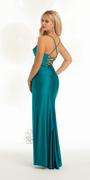 Stretch Satin Lace Up Back Dress with Train - Camille La Vie