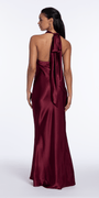Satin Tie Back Halter Column Dress - Camille La Vie