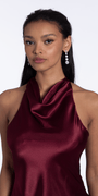 Satin Tie Back Halter Column Dress - Camille La Vie