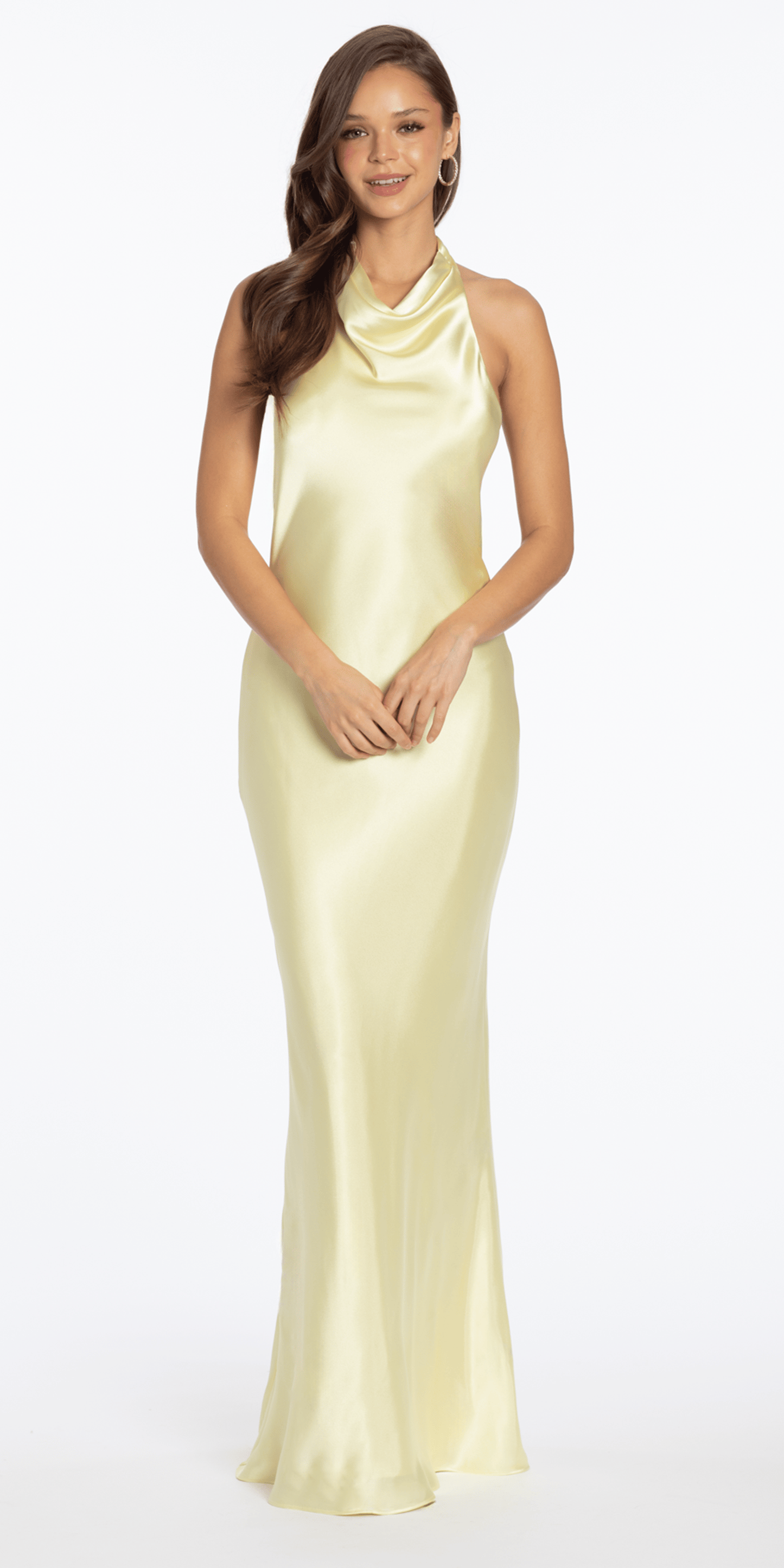 Satin Tie Back Halter Column Dress - Camille La Vie