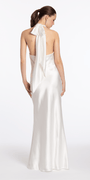 Satin Tie Back Halter Column Dress - Camille La Vie