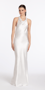 Satin Tie Back Halter Column Dress - Camille La Vie
