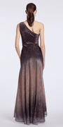Camille La Vie Metallic Ombre One Shoulder Crinkle Mock Wrap Dress with Pockets