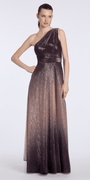 Camille La Vie Metallic Ombre One Shoulder Crinkle Mock Wrap Dress with Pockets
