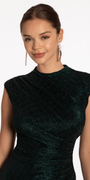 Crinkle Knit Cap Sleeve Column Dress - Camille La Vie