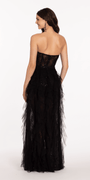 Sweetheart Illusion Corset Trumpet Dress with Mesh Cascades - Camille La Vie