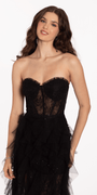 Sweetheart Illusion Corset Trumpet Dress with Mesh Cascades - Camille La Vie