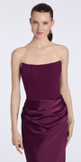 plum/size/6/missy/Camille La Vie /Pointed Strapless Scuba Corset Column Satin Dress/close up