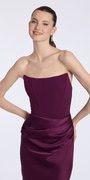 plum/size/6/missy/Camille La Vie /Pointed Strapless Scuba Corset Column Satin Dress/closeup alt