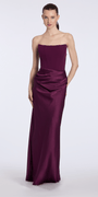 plum/size/6/missy/Camille La Vie /Pointed Strapless Scuba Corset Column Satin Dress/front