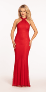 Cutaway Fishnet Halter Dress with Heat Set Stones - Camille La Vie
