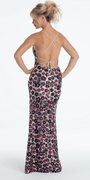 Strappy Back Sequin Daisy Column Dress with Side Slit - Camille La Vie