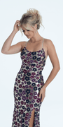 Strappy Back Sequin Daisy Column Dress with Side Slit - Camille La Vie