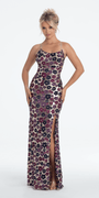Strappy Back Sequin Daisy Column Dress with Side Slit - Camille La Vie