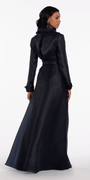 Organza Long Sleeve V Neck A Line Dress with Bow - Camille La Vie