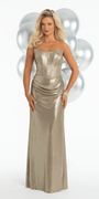 Strapless Corset Foil Column Dress with Ruching - Camille La Vie