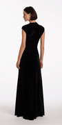 Stone Encrusted Velvet Mock Neck Cap Sleeve Column Dress - Camille La Vie