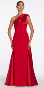 Stretch Crepe One Shoulder Dress with Mikado Cascades - Camille La Vie
