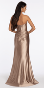 Stretch Satin Strapless Corset Dress with Heat Set Stones - Camille La Vie