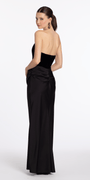 Strapless Velvet Corset Satin Column Dress with Ruching - Camille La Vie