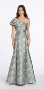 sage/size/4/missy/Camille La Vie/Pleated One Shoulder Floral Brocade A Line Dress/front
